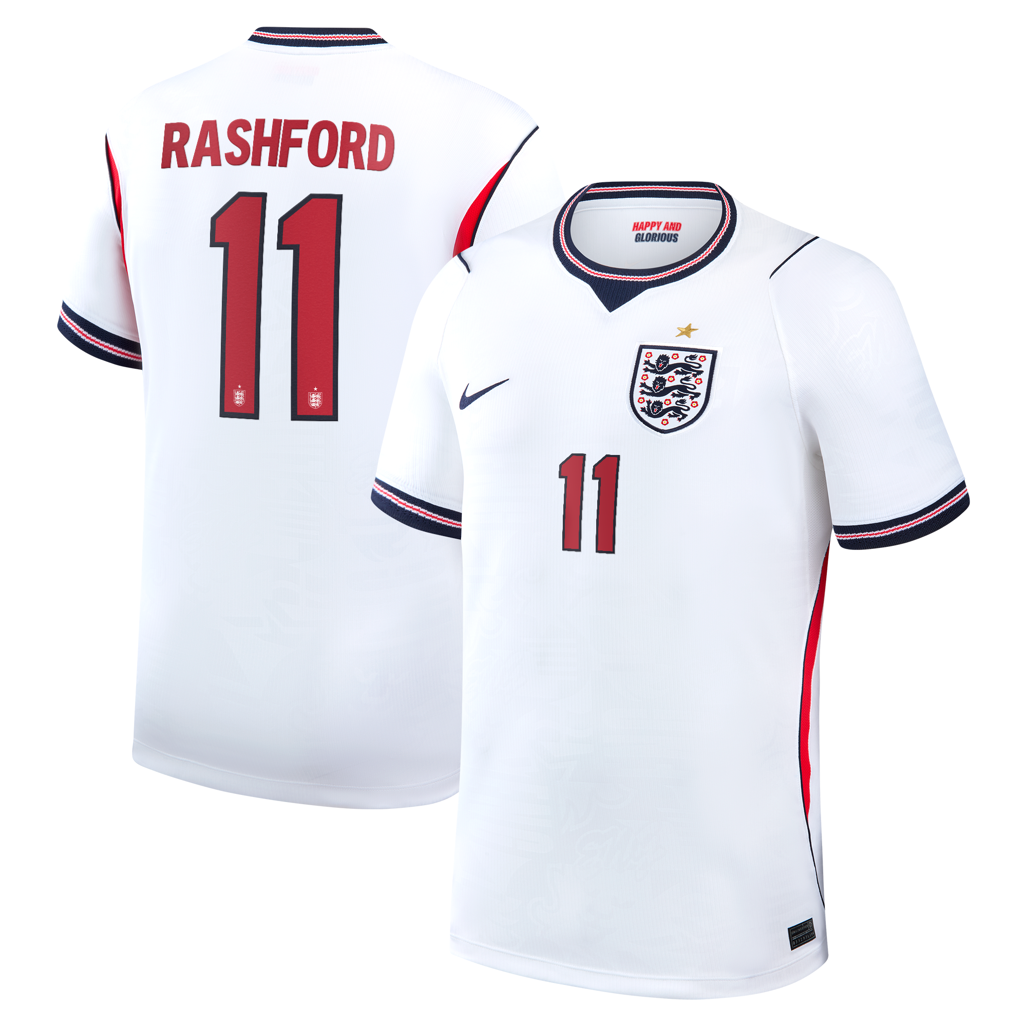 England Nike Home Stadium Shirt 2026 with Rashford 11 printing