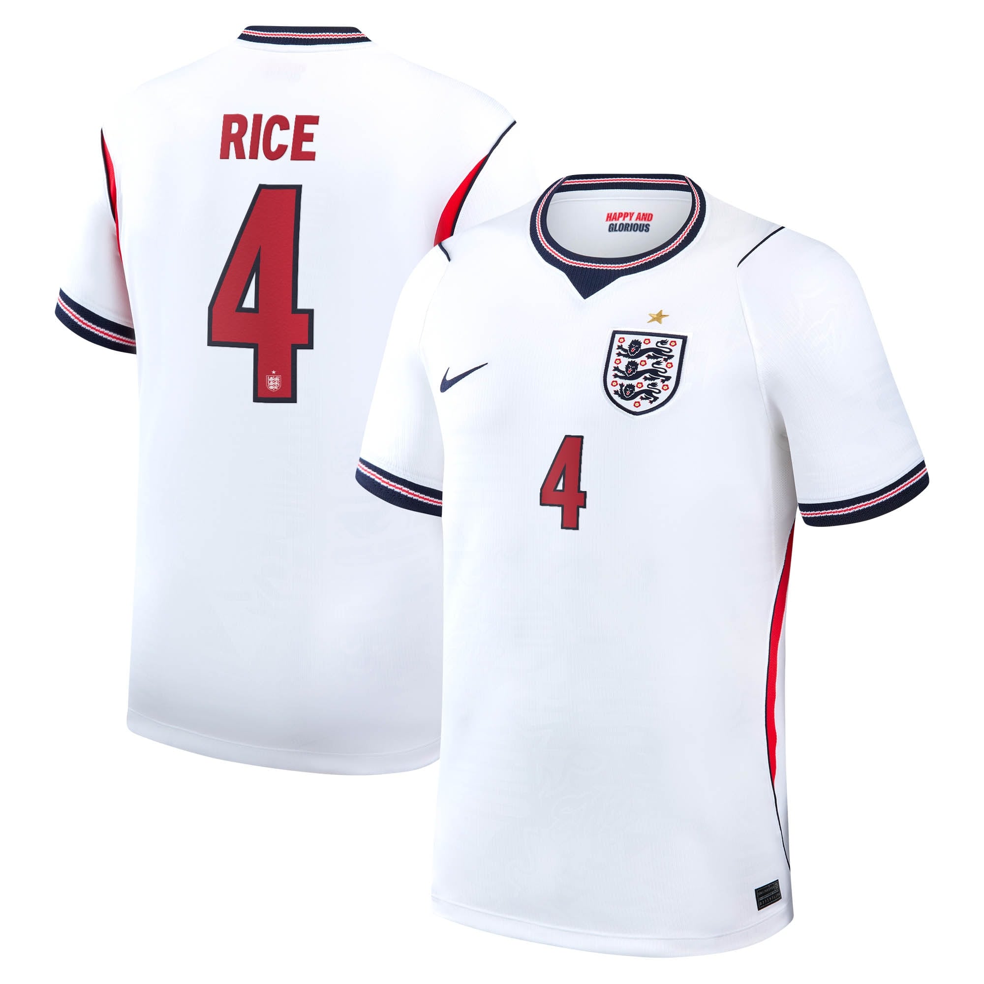 England Nike Home Stadium Shirt 2026 with Rice 4 printing