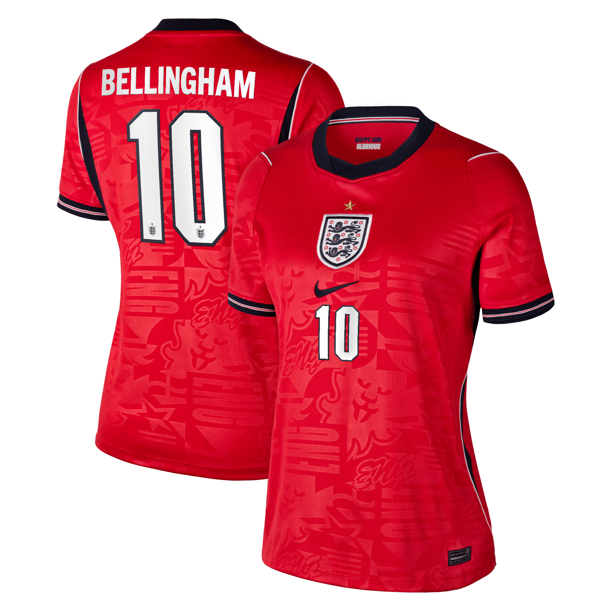 England Nike Stadium Away Shirt 2026 - Womens with Bellingham 10 printing