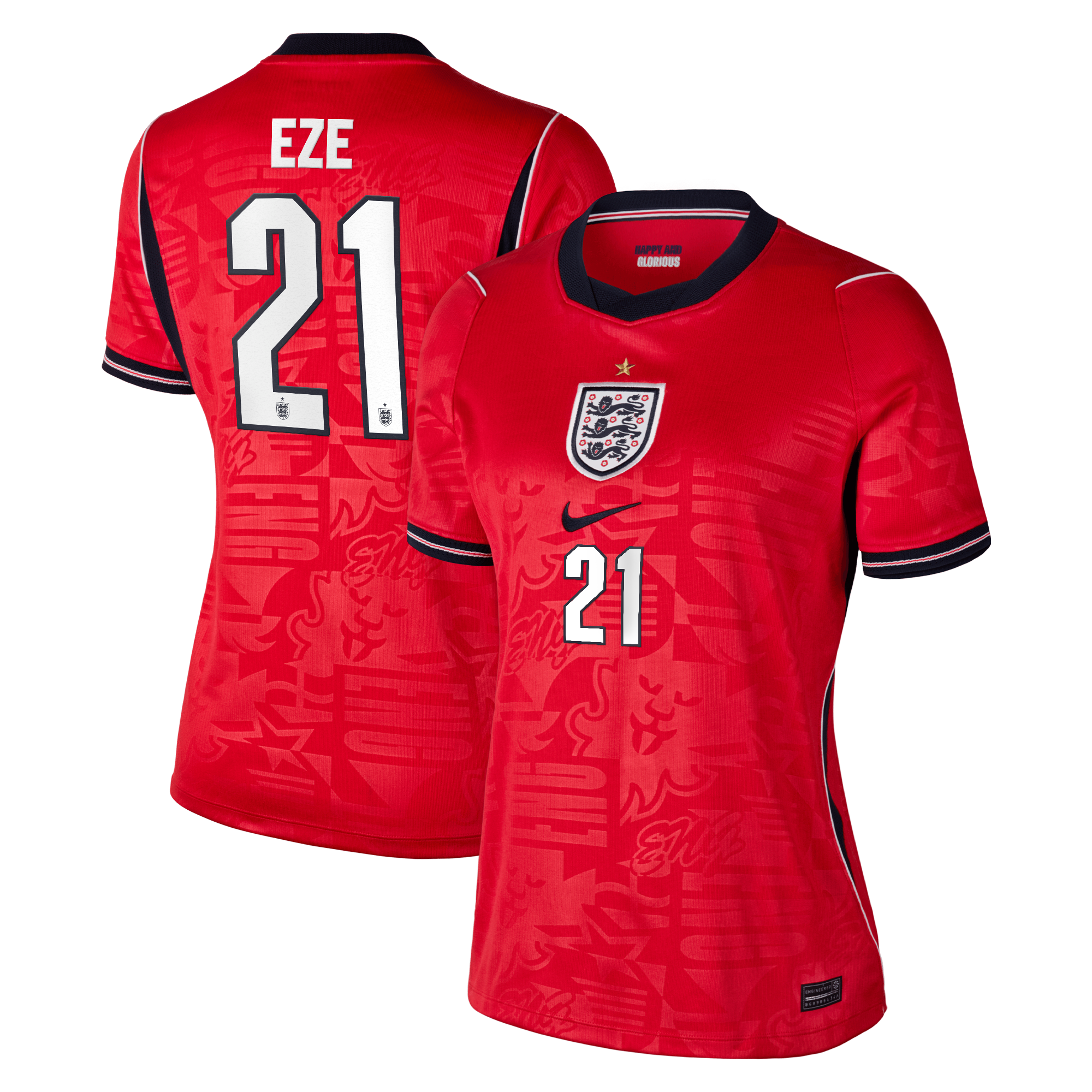 England Nike Stadium Away Shirt 2026 - Womens with Eze 21 printing