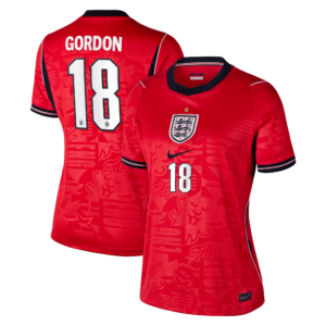 England Nike Stadium Away Shirt 2026 - Womens with Gordon 18 printing