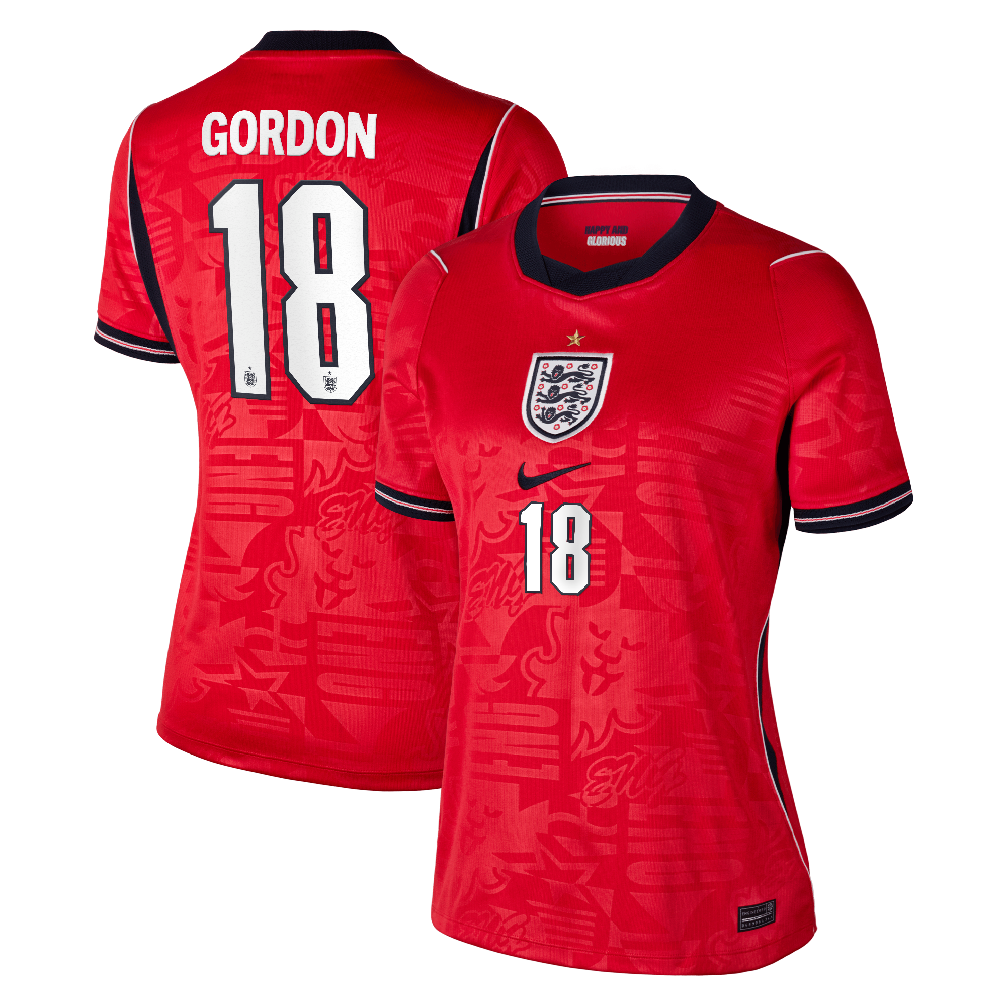 England Nike Stadium Away Shirt 2026 - Womens with Gordon 18 printing