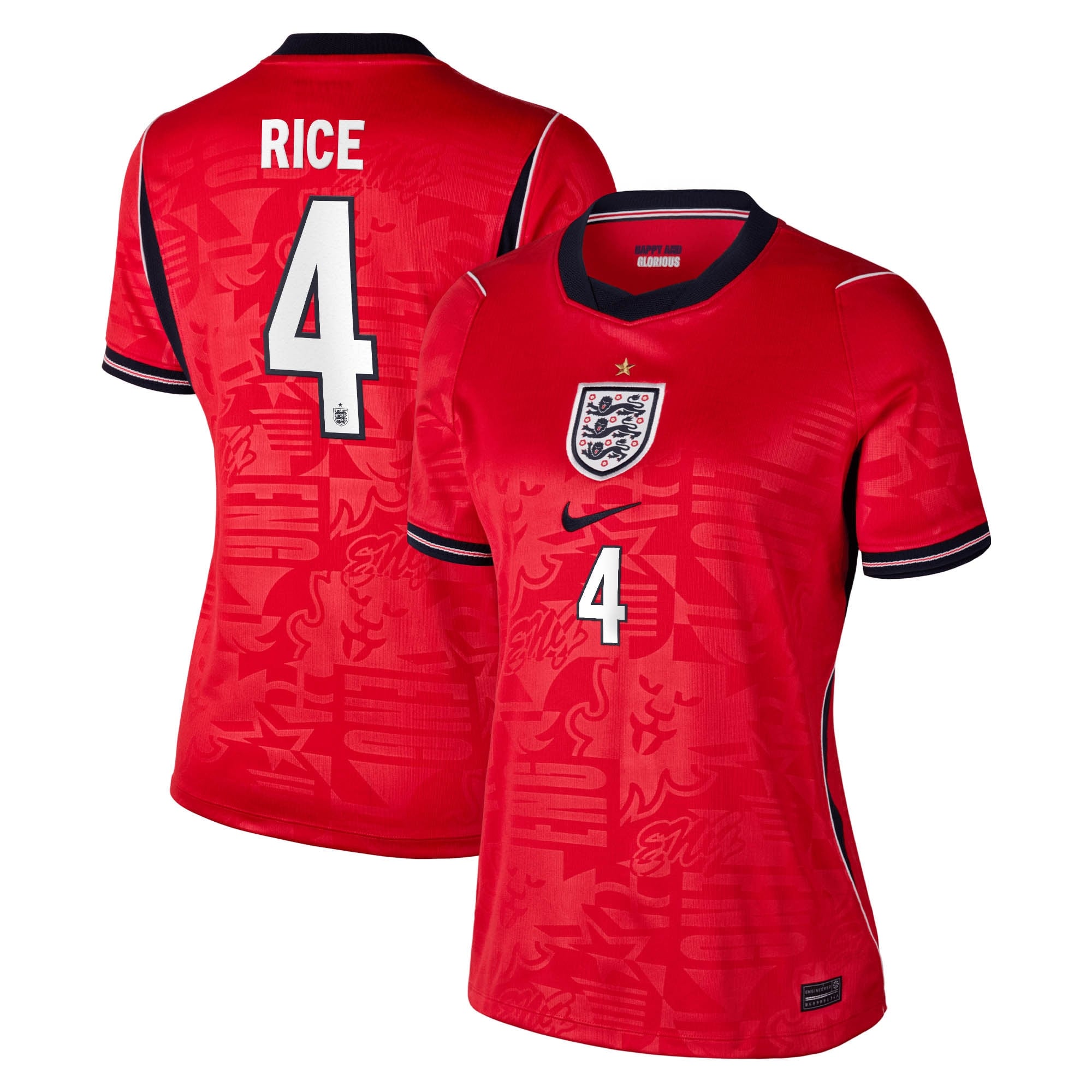 England Nike Stadium Away Shirt 2026 - Womens with Rice 4 printing