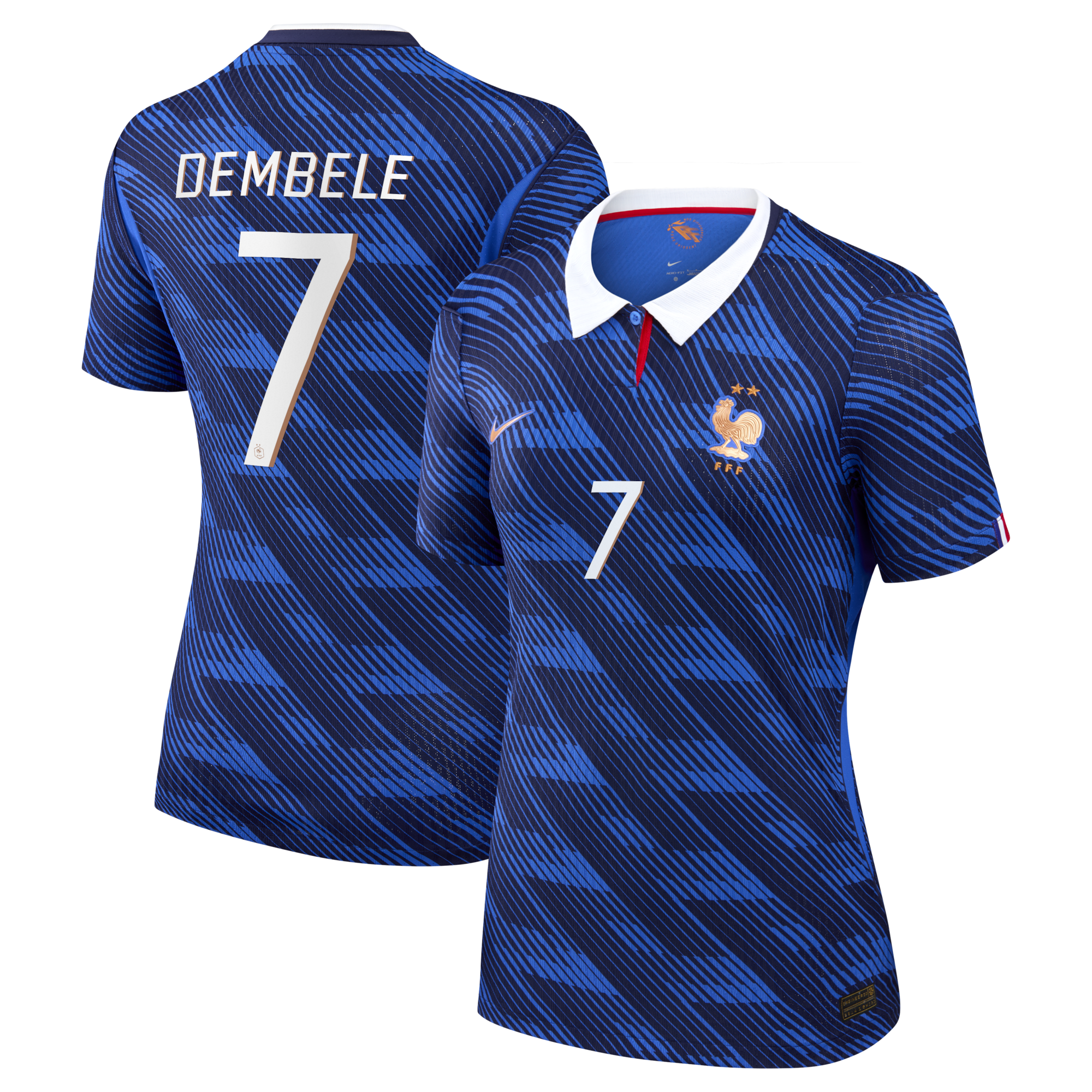 France Nike Home Aero-Fit Match Shirt 2026 - Womens with Dembele 7 printing