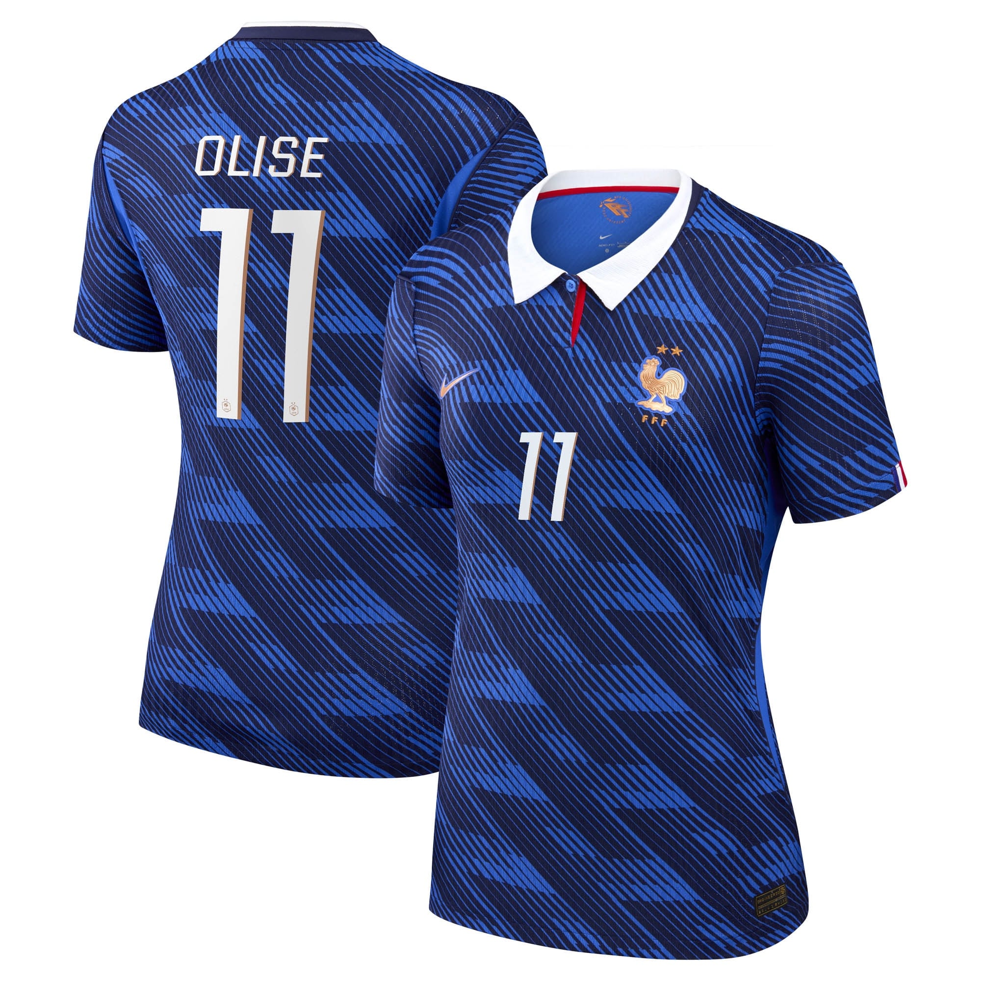 France Nike Home Aero-Fit Match Shirt 2026 - Womens with Olise 11 printing