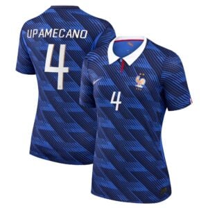 France Nike Home Aero-Fit Match Shirt 2026 - Womens with Upamecano 4 printing