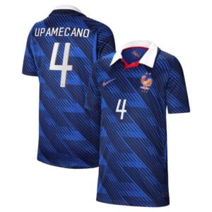 France Nike Home Stadium Shirt 2026 - Kids with Upamecano 4 printing