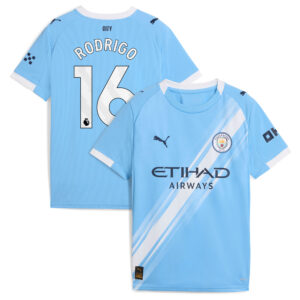 Manchester City PUMA Home Shirt 2025-26 - Kids with Rodrigo 16 printing