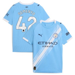 Manchester City PUMA Home Shirt 2025-26 - Kids with Semenyo 42 printing