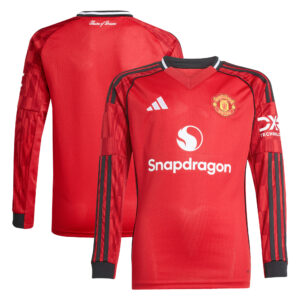 Manchester United adidas Home Shirt 2025-26 - Kids - Long Sleeve