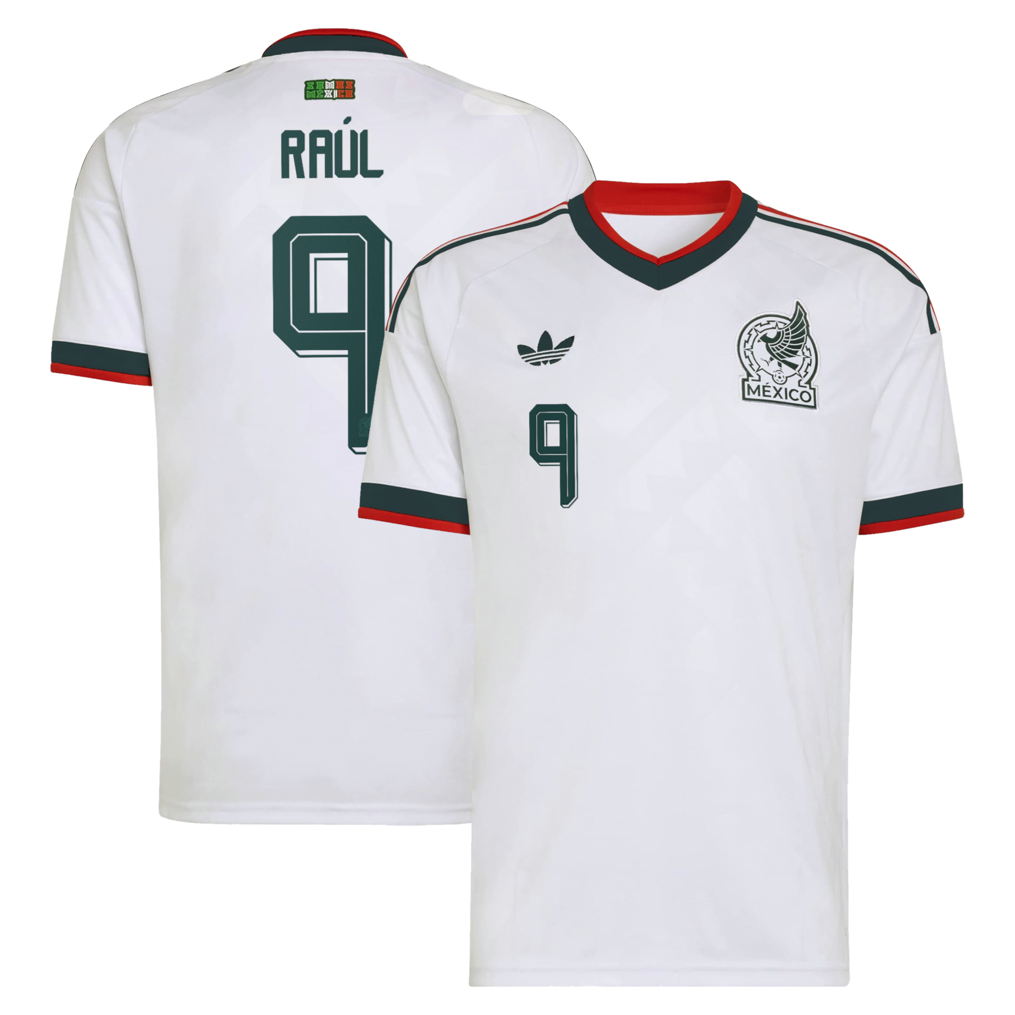 Mexico adidas Away Shirt 2026 with Raúl 9 printing