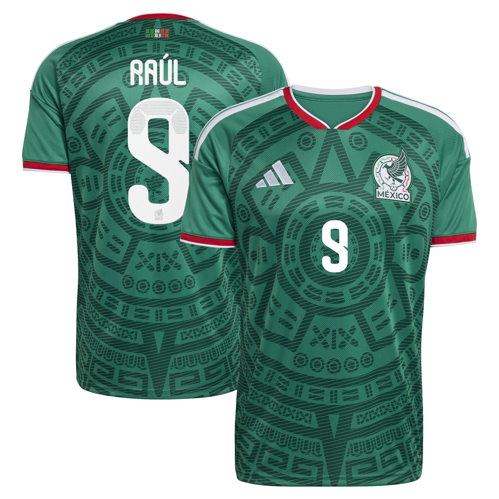 Mexico adidas Home Shirt 2026 with Raúl 9 printing