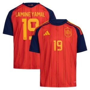 Spain adidas Home Shirt 2026 - Kids with Lamine Yamal 19 printing