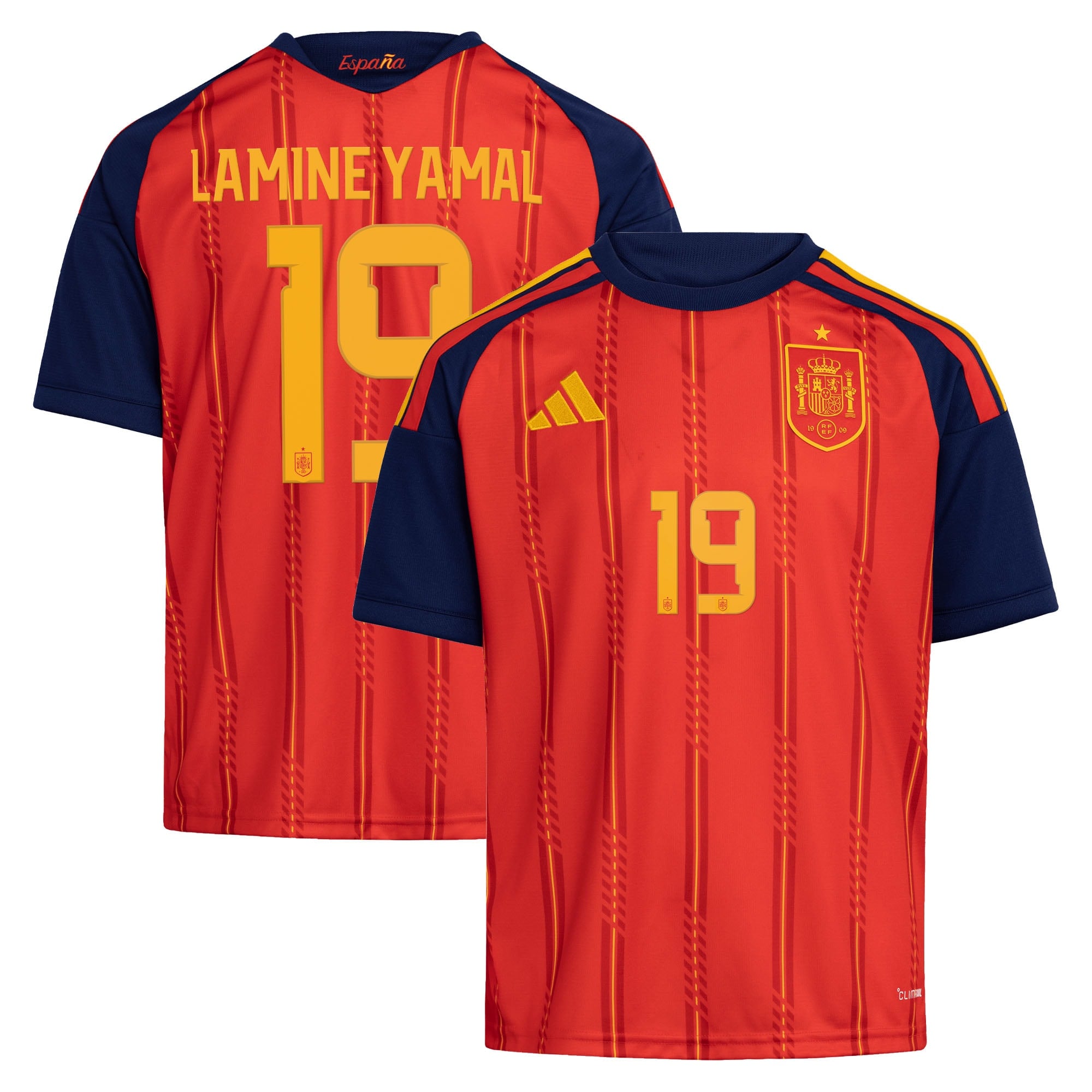 Spain adidas Home Shirt 2026 - Kids with Lamine Yamal 19 printing