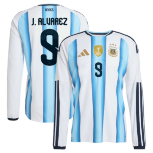 Argentina adidas Home Authentic Shirt 2026 - Long sleeve with J. Alvarez 9 printing