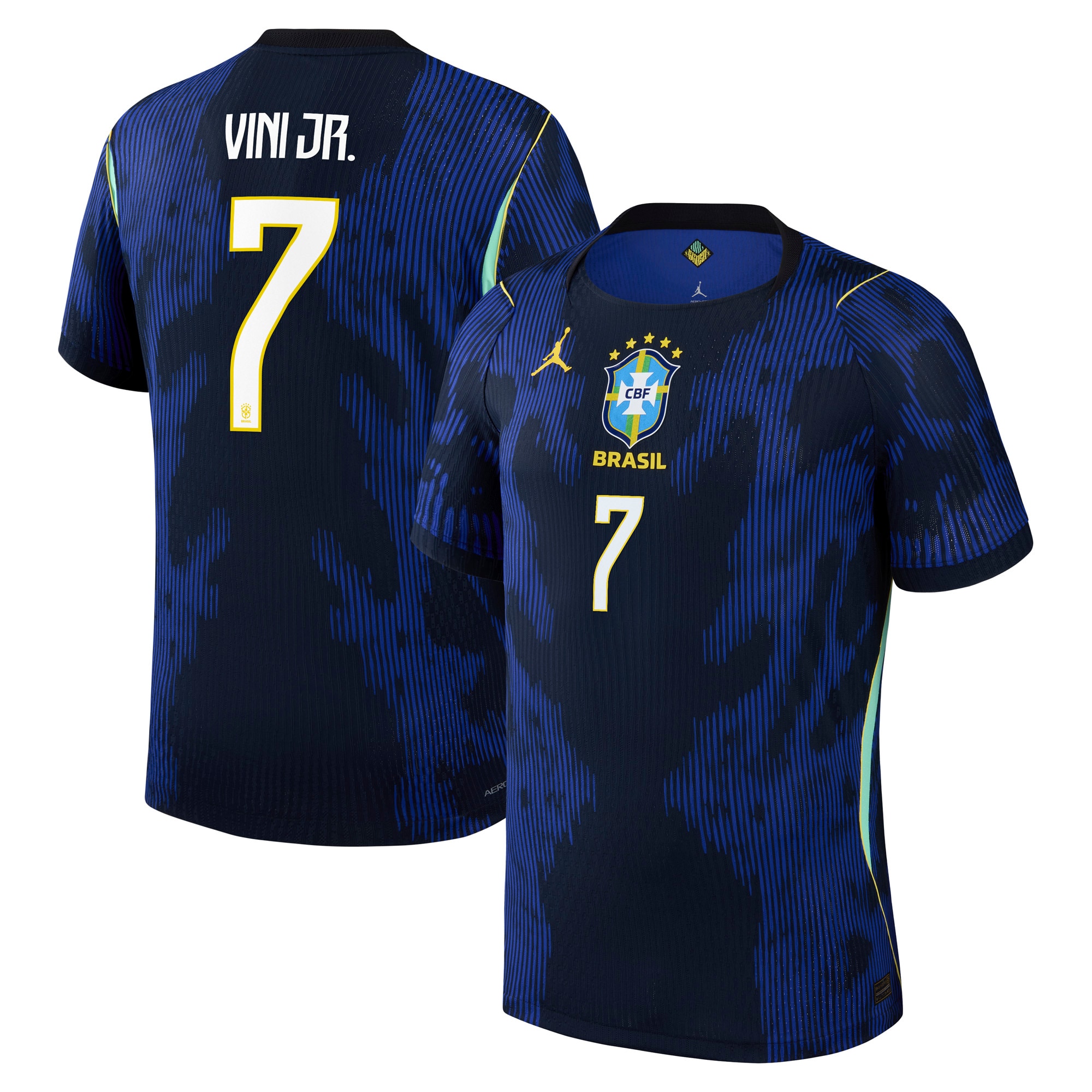 Brazil Jordan Away Aero-FIT Match Shirt 2026 with Vini Jr. 7 printing