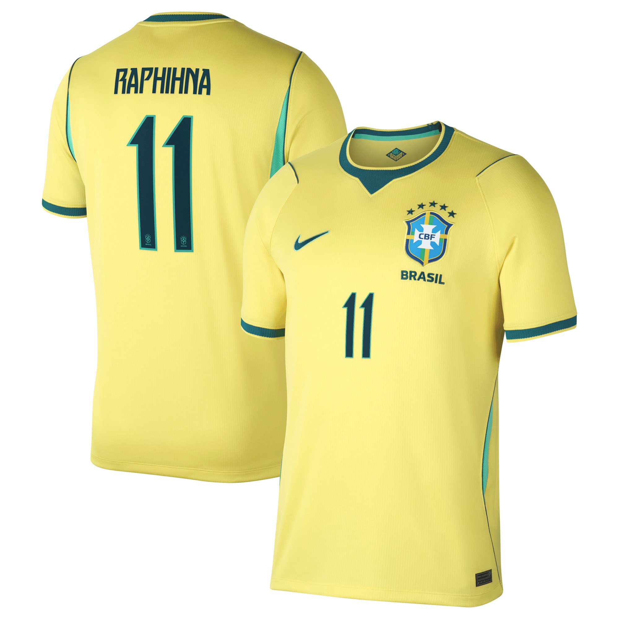 Brazil Nike Home Stadium Shirt 2026 with Raphinha 11 printing