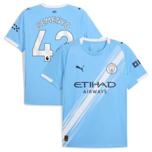 Manchester City PUMA Home Shirt 2025-26 with Semenyo 42 printing