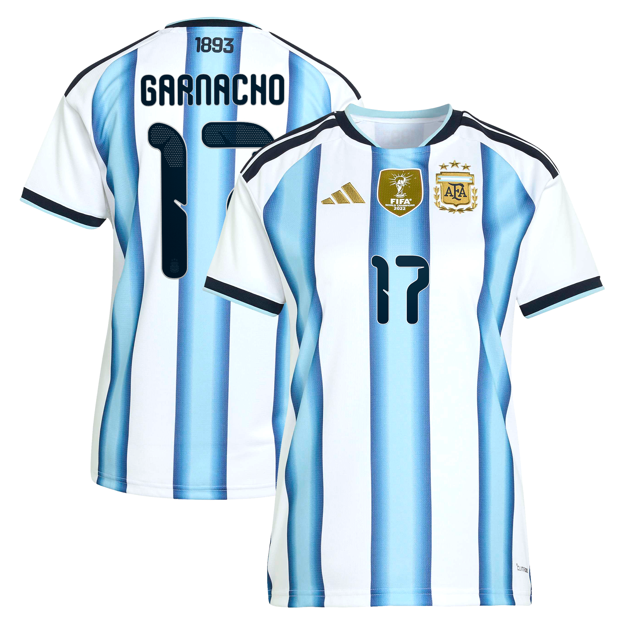 Argentina adidas Home Shirt 2026 - Womens with Garnacho 17 printing