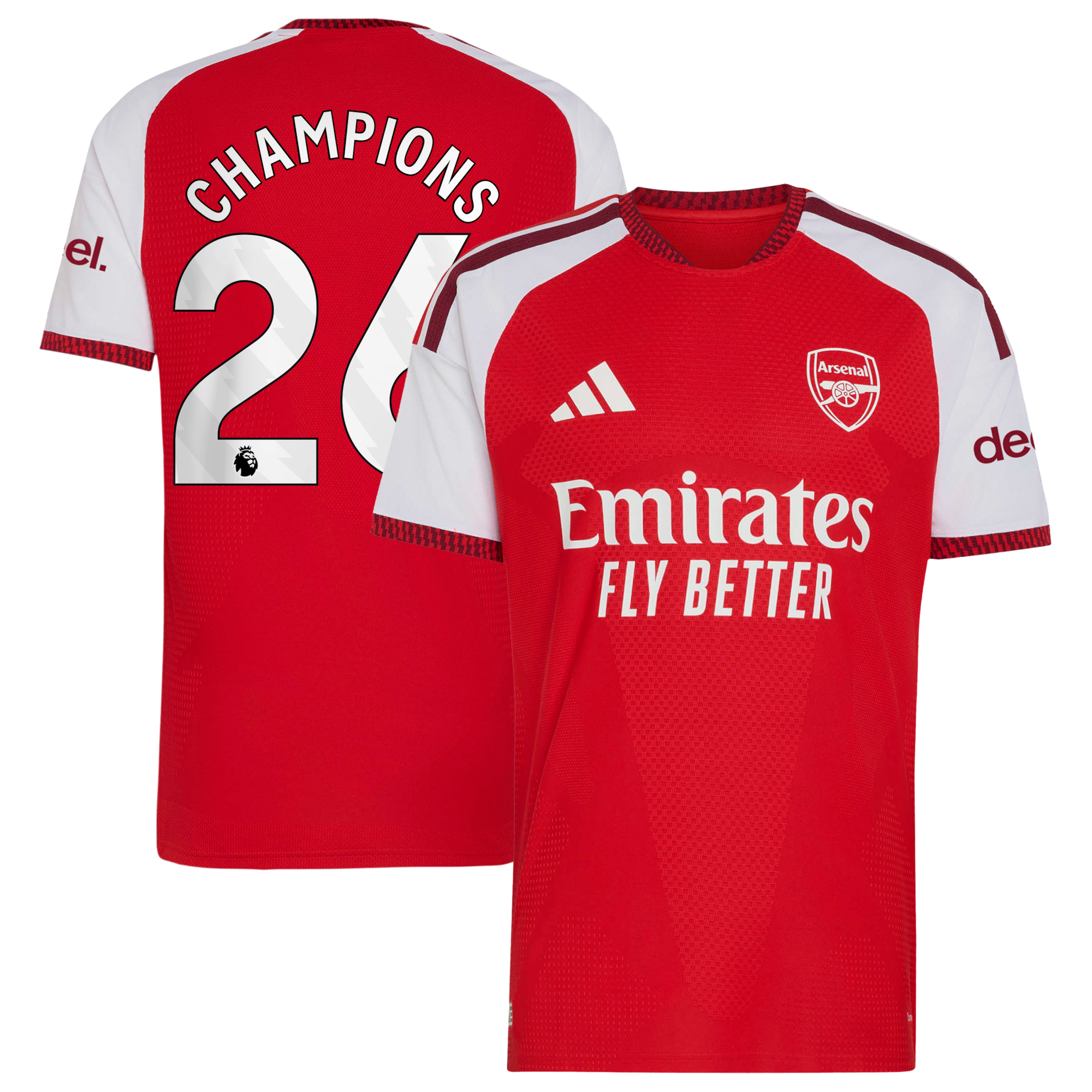 Arsenal adidas Home Authentic Shirt 2026-27 with Champions 26 printing