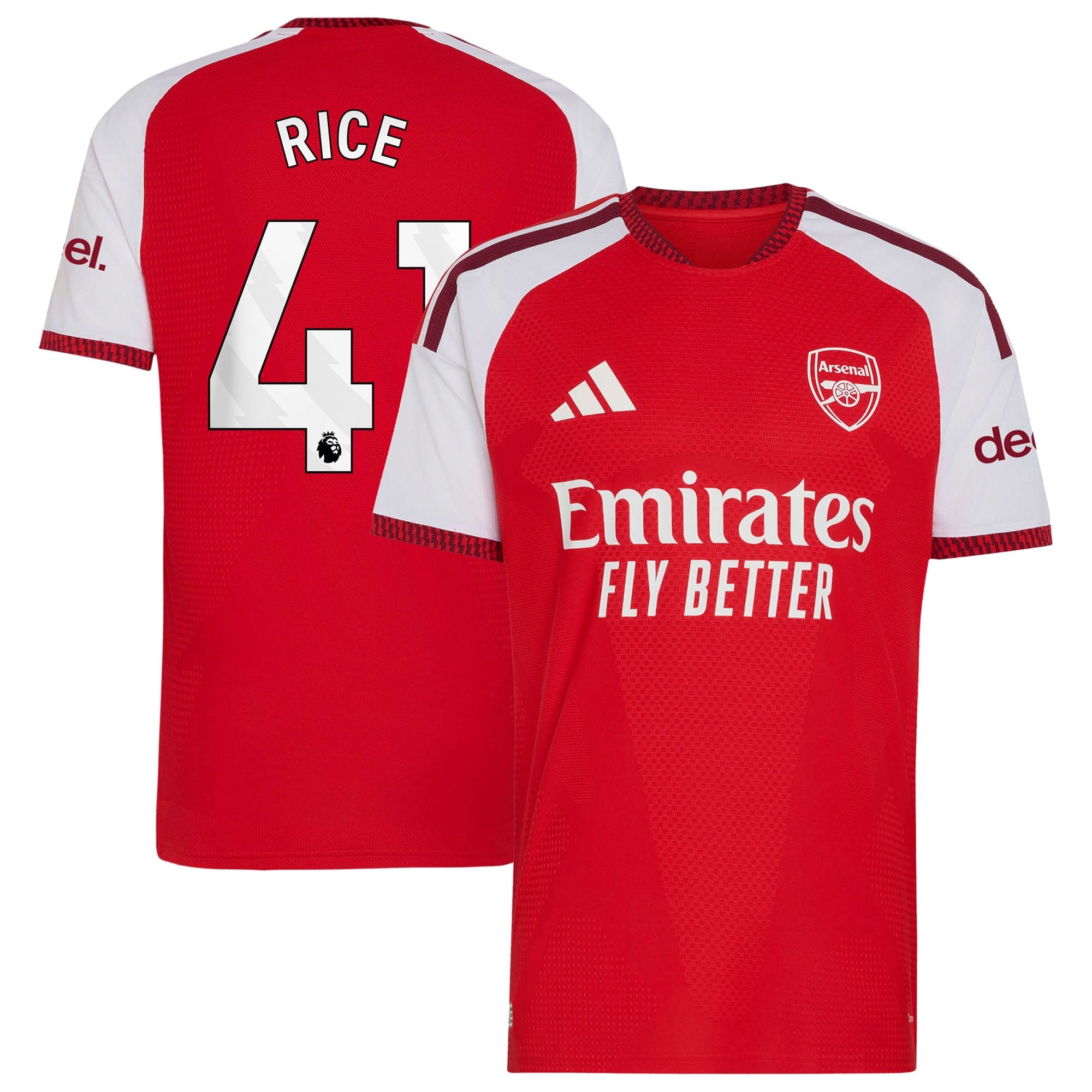 Arsenal adidas Home Authentic Shirt 2026-27 with Rice 41 printing
