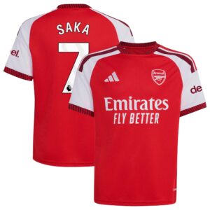Arsenal adidas Home Shirt 2026-27 - Kids with Saka 7 printing