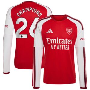Arsenal adidas Home Shirt 2026-27 - Long Sleeve with Champions 26 printing