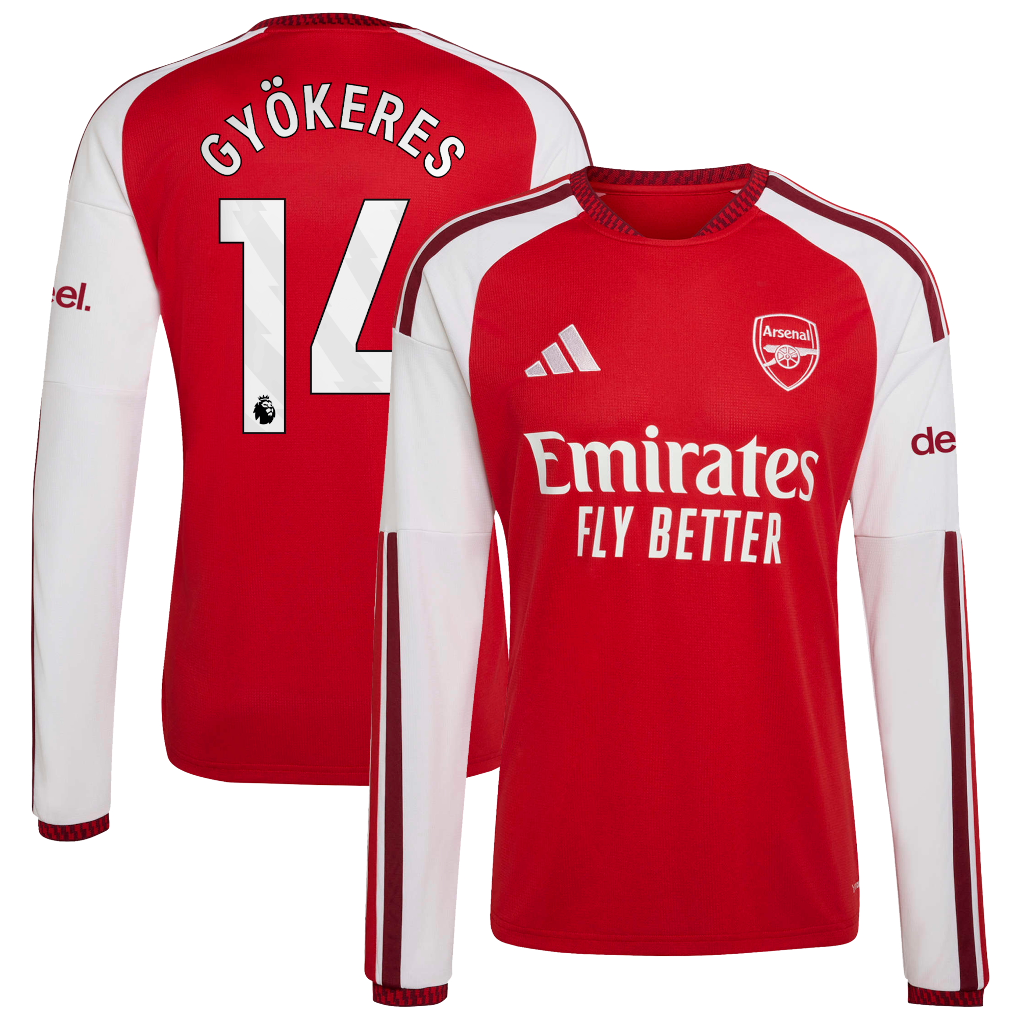 Arsenal adidas Home Shirt 2026-27 - Long Sleeve with Gyökeres 14 printing