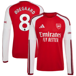 Arsenal adidas Home Shirt 2026-27 - Long Sleeve with Ødegaard 8 printing