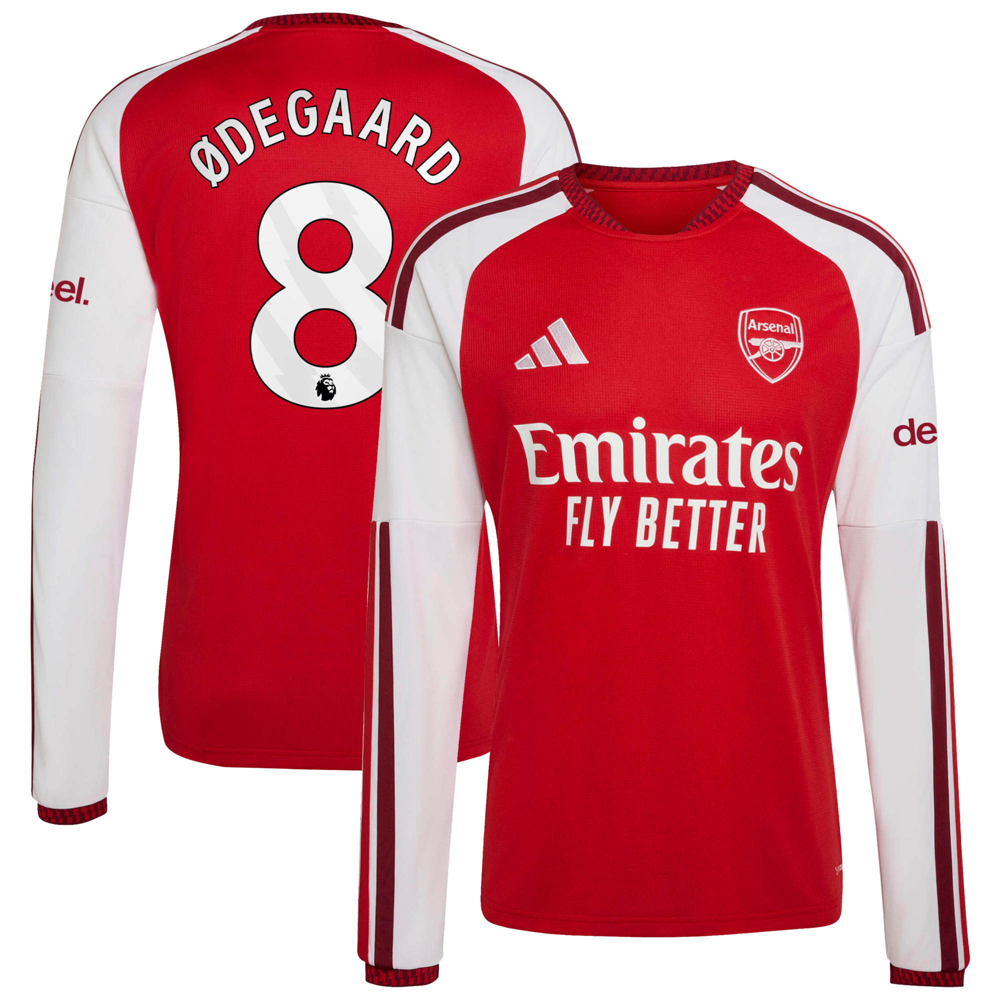 Arsenal adidas Home Shirt 2026-27 - Long Sleeve with Ødegaard 8 printing