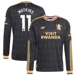 Aston Villa adidas Away Authentic Shirt 2026-27 - Long Sleeve with Watkins 11 printing