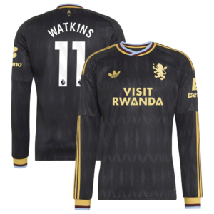 Aston Villa adidas Away Shirt 2026-27 - Long Sleeve with Watkins 11 printing