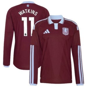 Aston Villa adidas Home Authentic Shirt 2026-27 - Long Sleeve with Watkins 11 printing