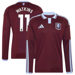 Aston Villa adidas Home Shirt 2026-27 - Long Sleeve with Watkins 11 printing
