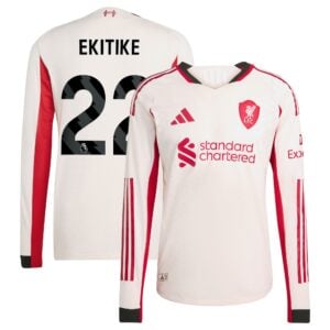 Liverpool adidas Away Authentic Shirt 2025-26 - Long Sleeve with Ekitike 22 printing
