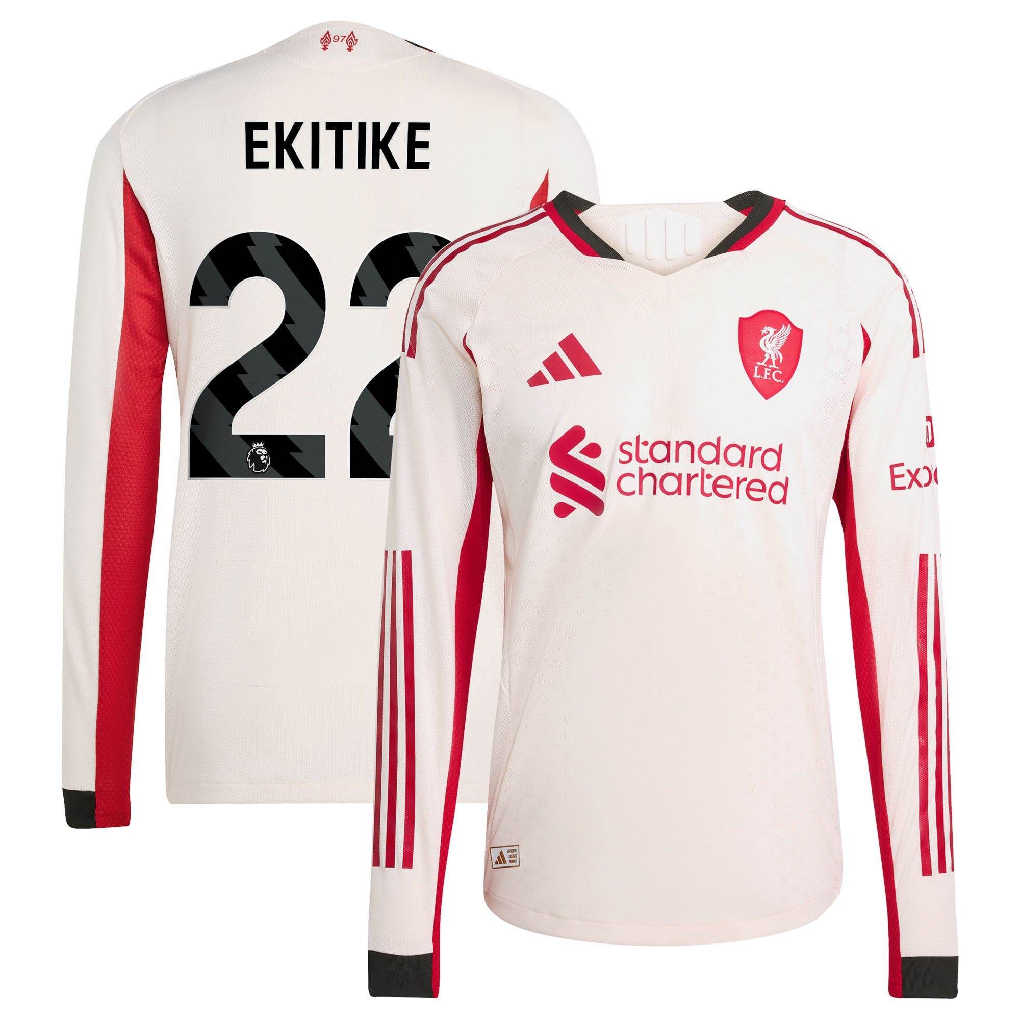 Liverpool adidas Away Authentic Shirt 2025-26 - Long Sleeve with Ekitike 22 printing