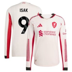 Liverpool adidas Away Authentic Shirt 2025-26 - Long Sleeve with Isak 9 printing