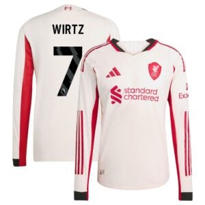 Liverpool adidas Away Authentic Shirt 2025-26 - Long Sleeve with Wirtz 7 printing