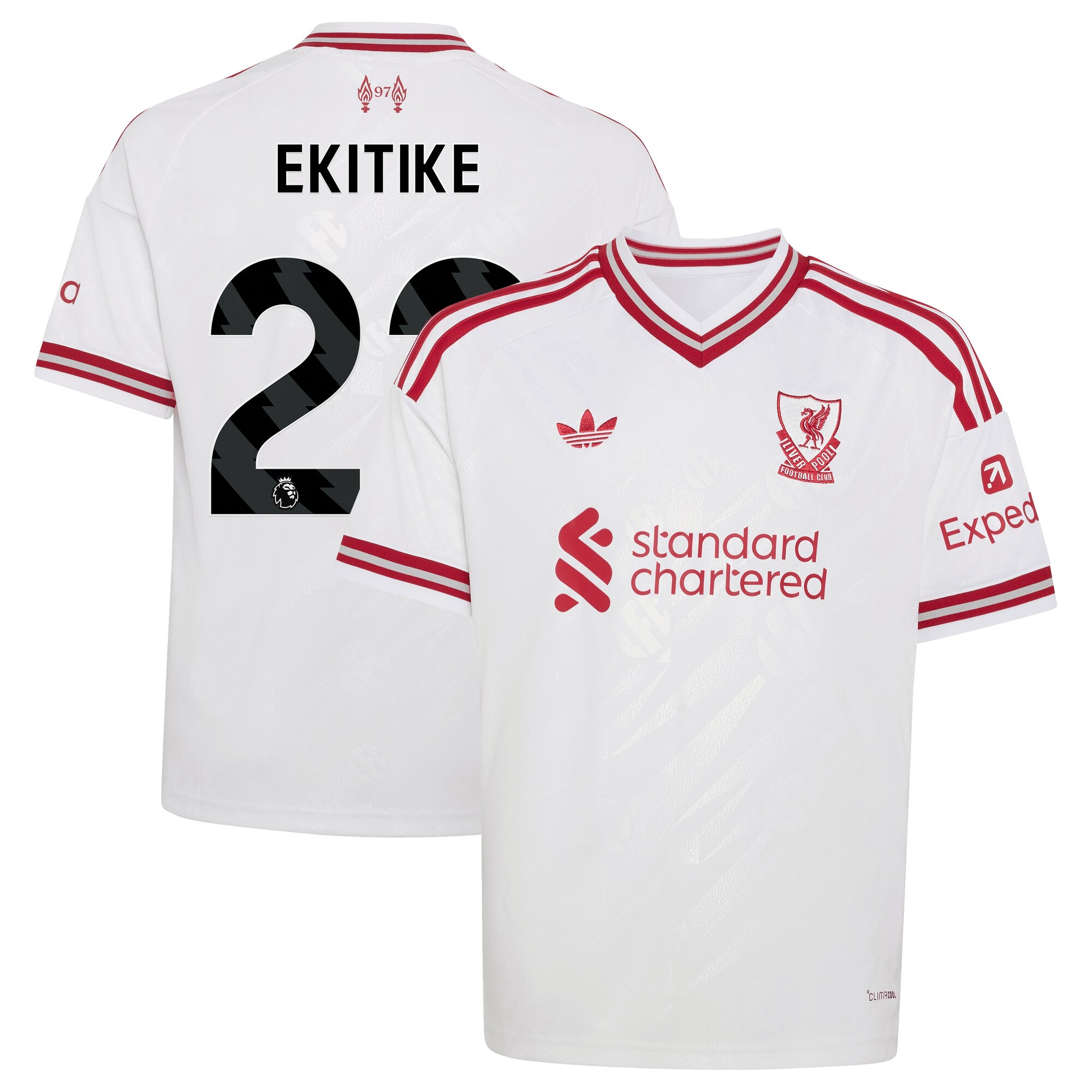 Liverpool adidas Away Shirt 2026-27 - Kids with Ekitike 22 printing