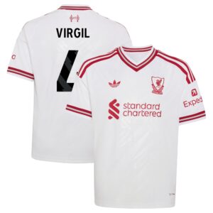Liverpool adidas Away Shirt 2026-27 - Kids with Virgil 4 printing