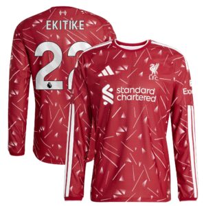 Liverpool adidas Home Authentic Shirt 2026-27 - Long sleeve with Ekitike 22 printing