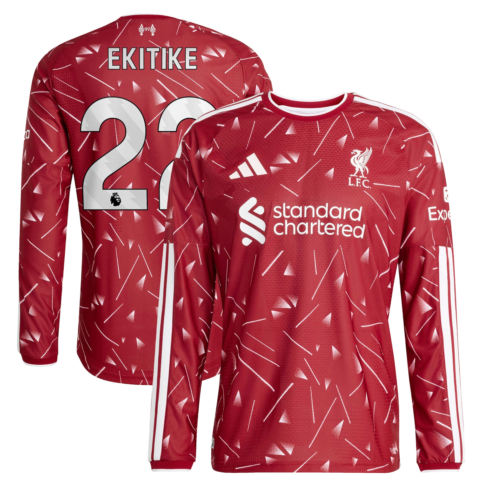 Liverpool adidas Home Authentic Shirt 2026-27 - Long sleeve with Ekitike 22 printing