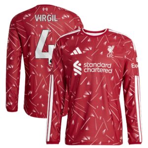 Liverpool adidas Home Authentic Shirt 2026-27 - Long sleeve with Virgil 4 printing