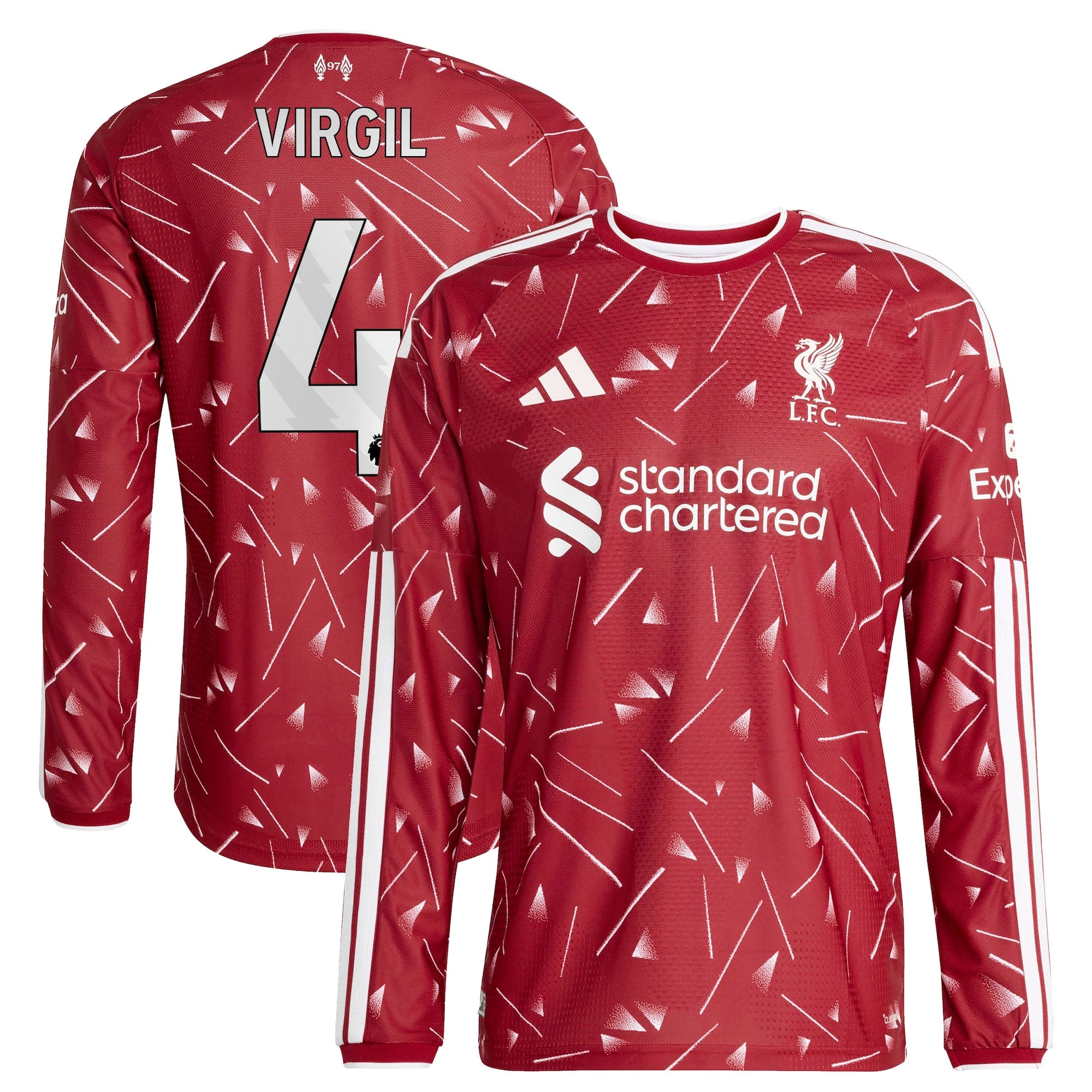 Liverpool adidas Home Authentic Shirt 2026-27 - Long sleeve with Virgil 4 printing
