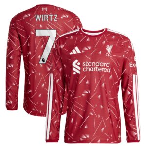 Liverpool adidas Home Authentic Shirt 2026-27 - Long sleeve with Wirtz 7 printing