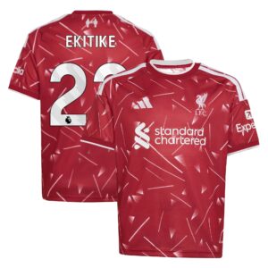 Liverpool adidas Home Shirt 2026-27 - Kids with Ekitike 22 printing