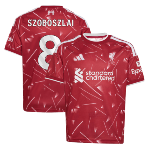 Liverpool adidas Home Shirt 2026-27 - Kids with Szoboszlai 8 printing
