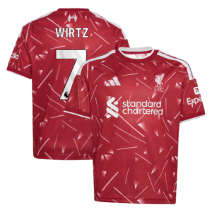 Liverpool adidas Home Shirt 2026-27 - Kids with Wirtz 7 printing