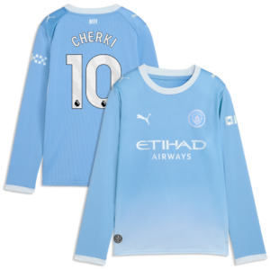 Manchester City PUMA Home Shirt 2026-27 - Long Sleeve - Kids with Cherki 10 printing