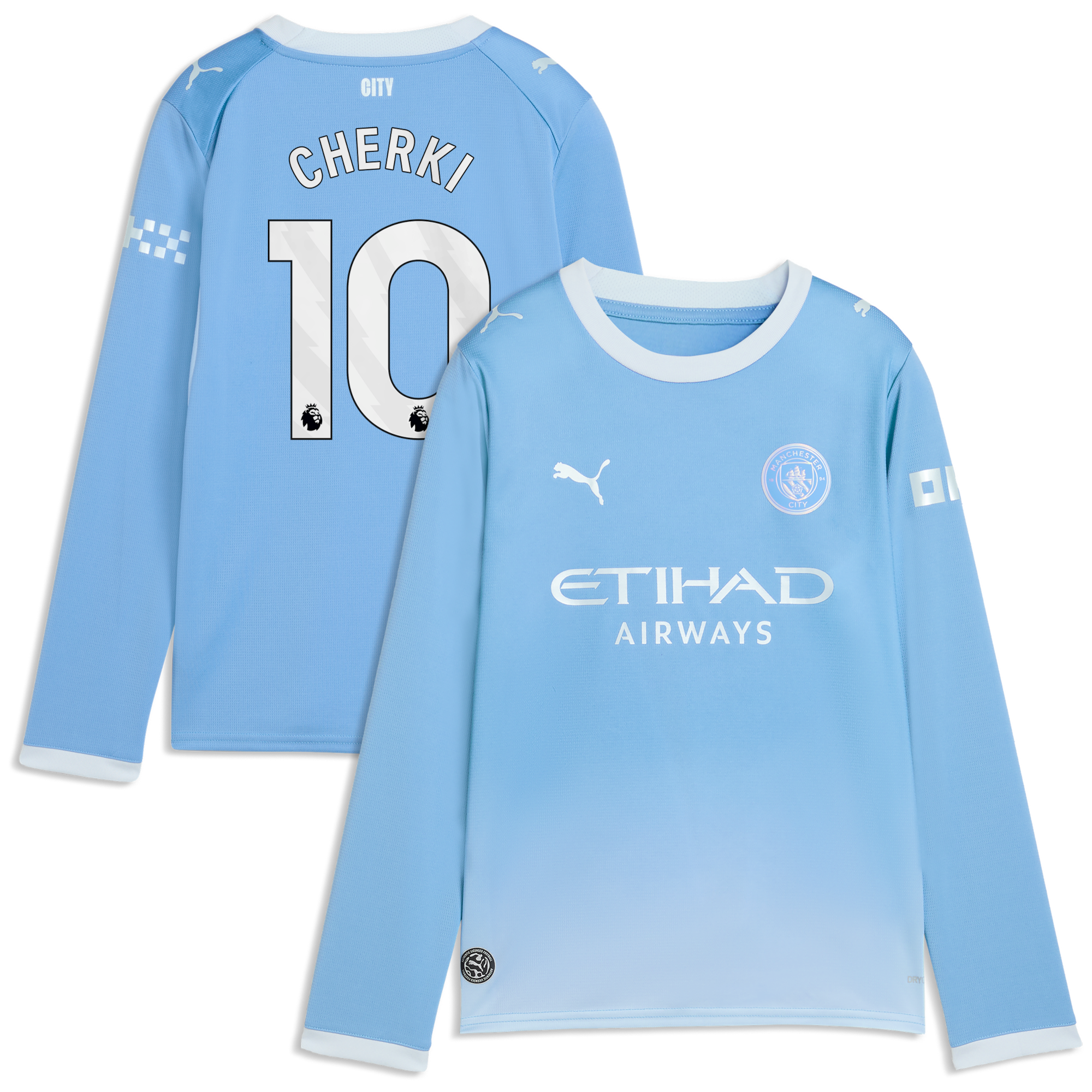 Manchester City PUMA Home Shirt 2026-27 - Long Sleeve - Kids with Cherki 10 printing